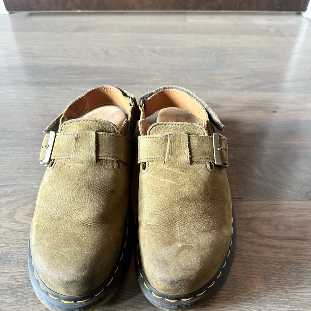 Dr. Martens Olive Green Suede Buckle Slip-On Loafers